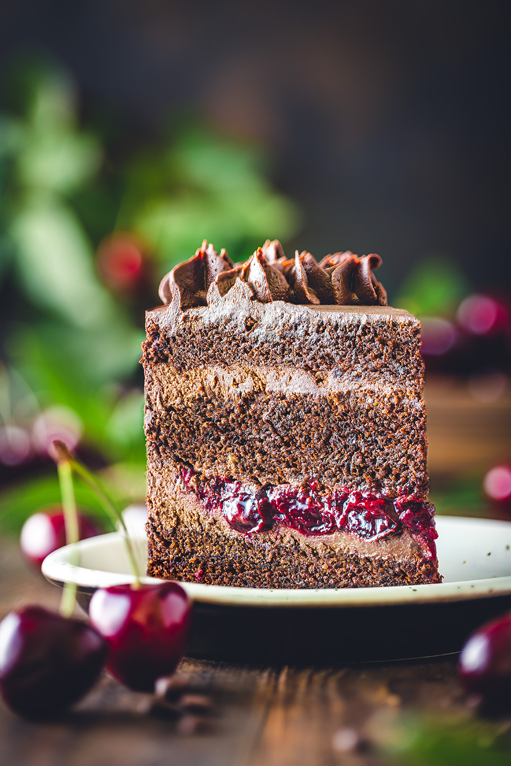 Chocolate Cherry Layer Cake Vegan