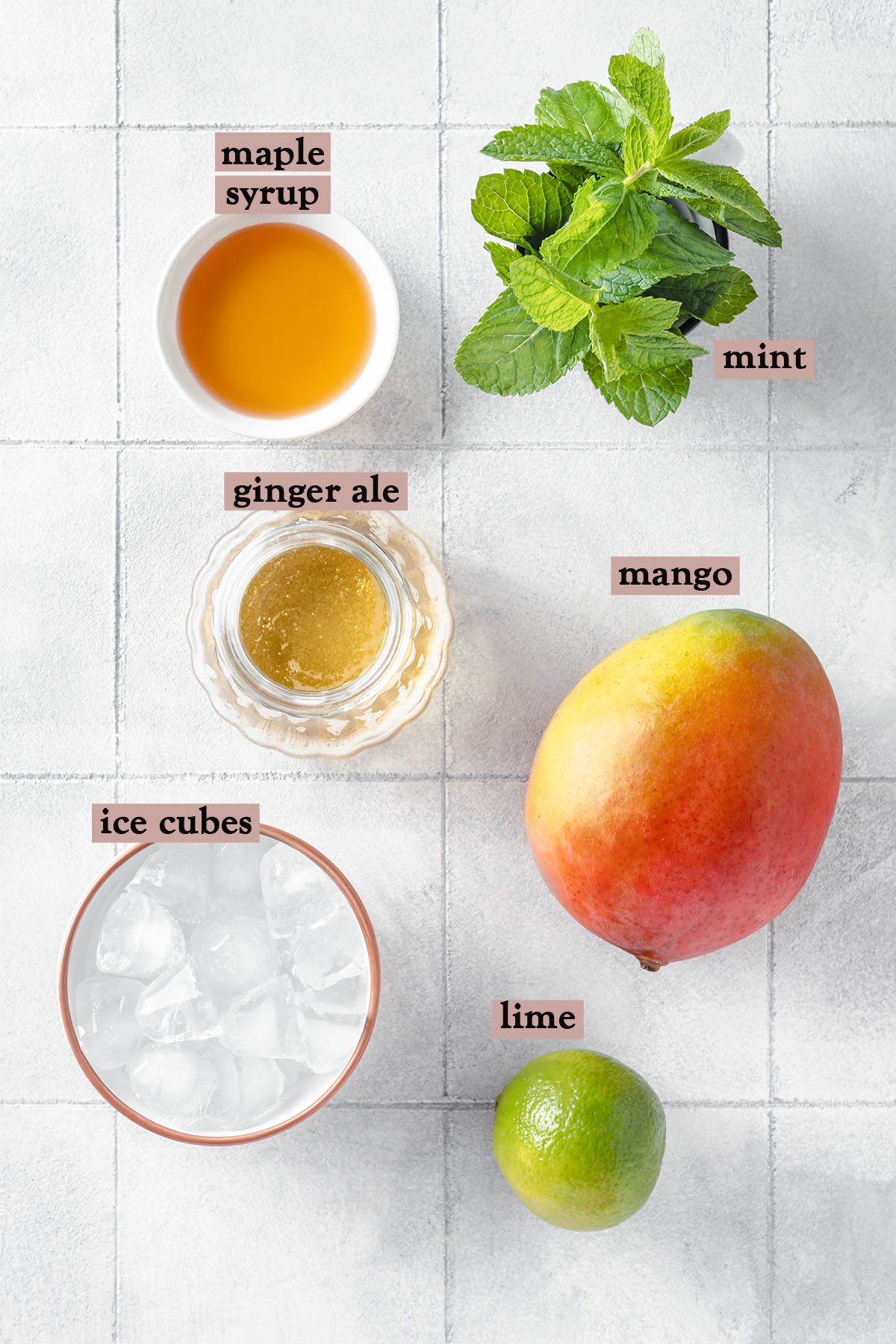 Ingredients for mango mile mocktail