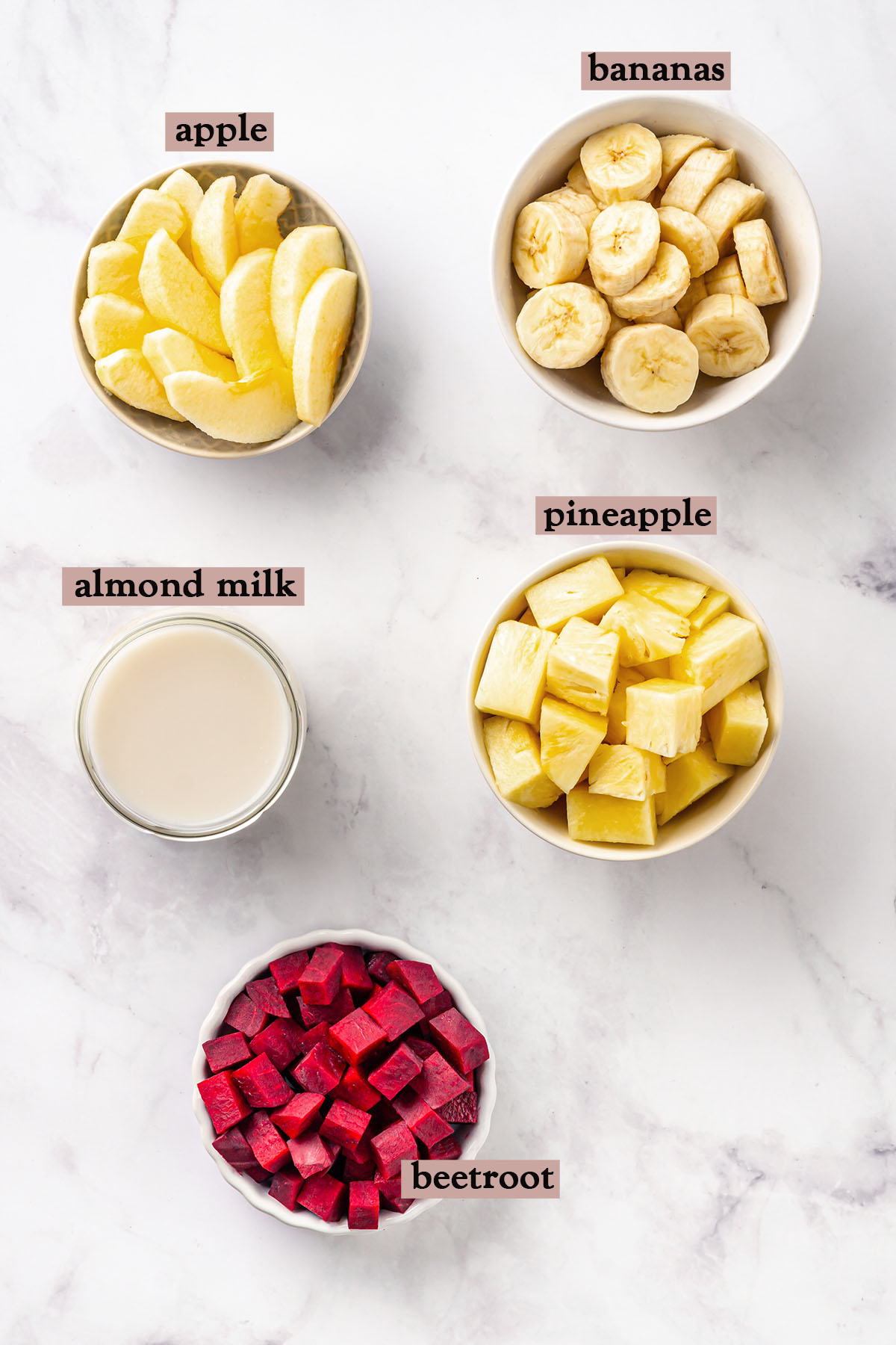 Ingredients for beet pineapple smoothie