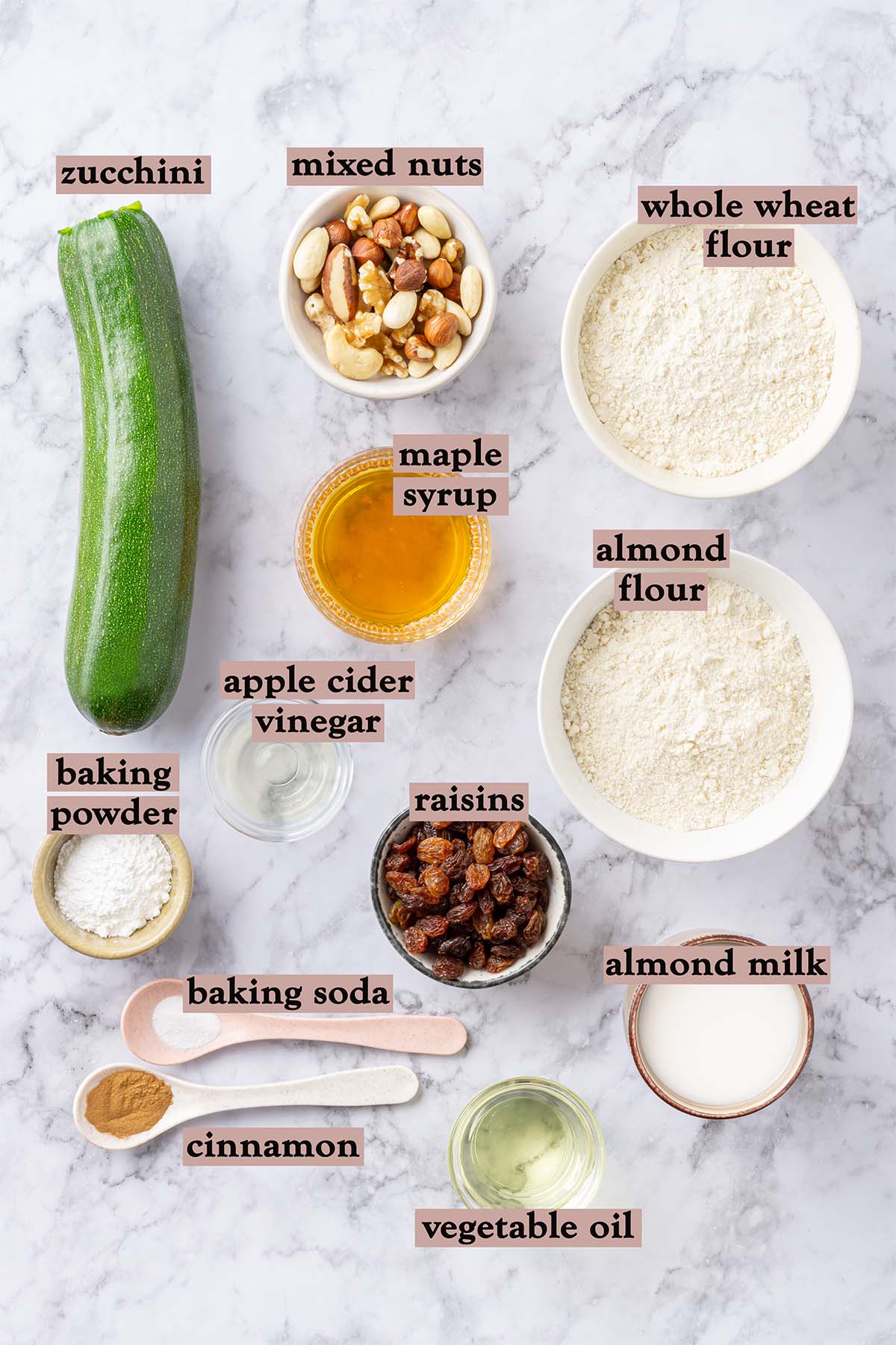 Ingredients for Vegan Zucchini Muffins