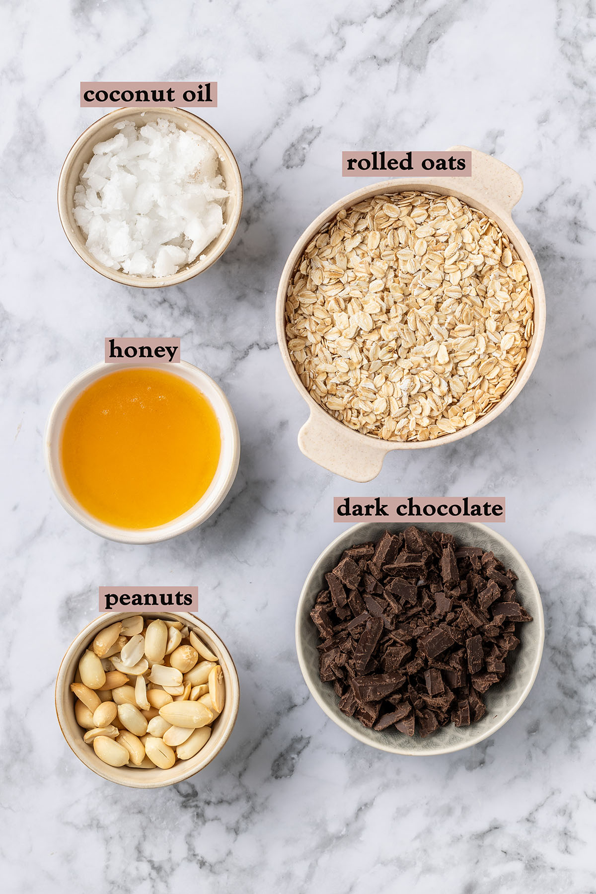 Ingredients for Crispy Chocolate-Dipped Oatmeal Peanut Cookies