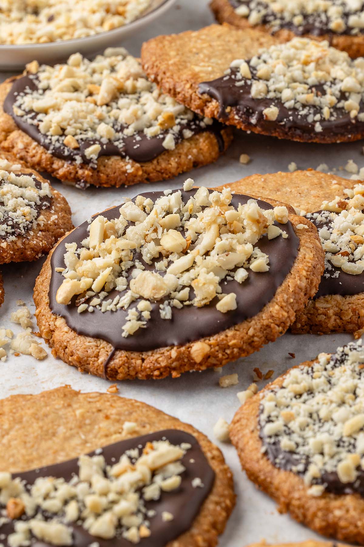 Crispy Chocolate-Dipped Oatmeal Peanut Cookies