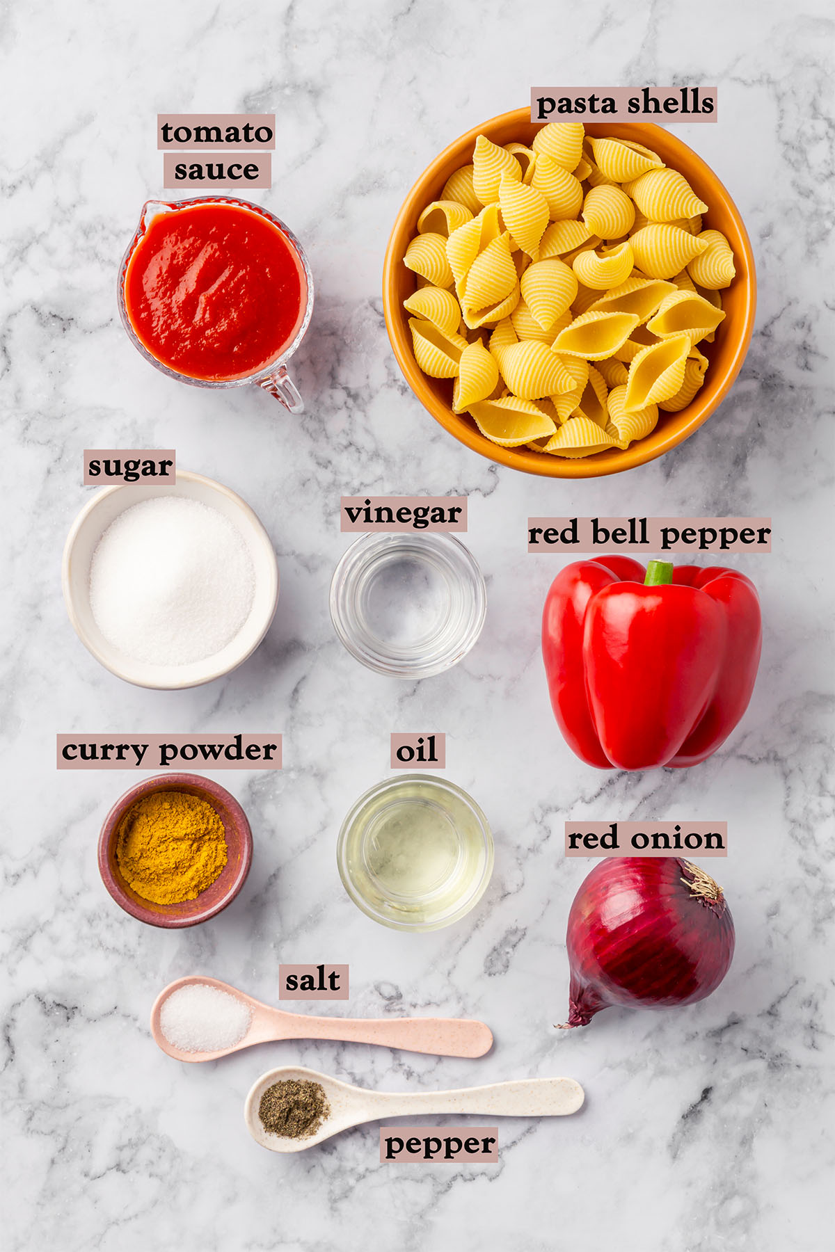 Ingredients for Curry Noodle Salad
