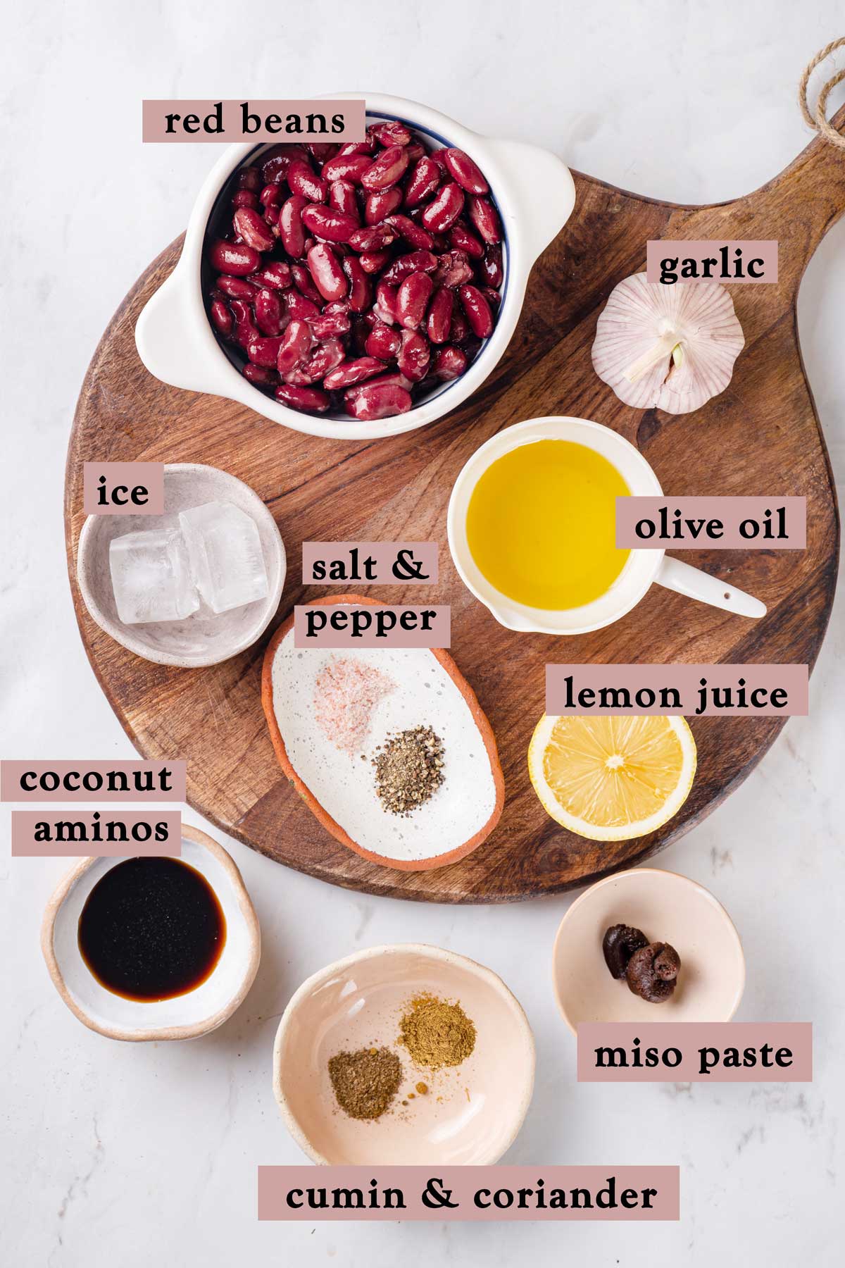 Ingredients for red bean hummus