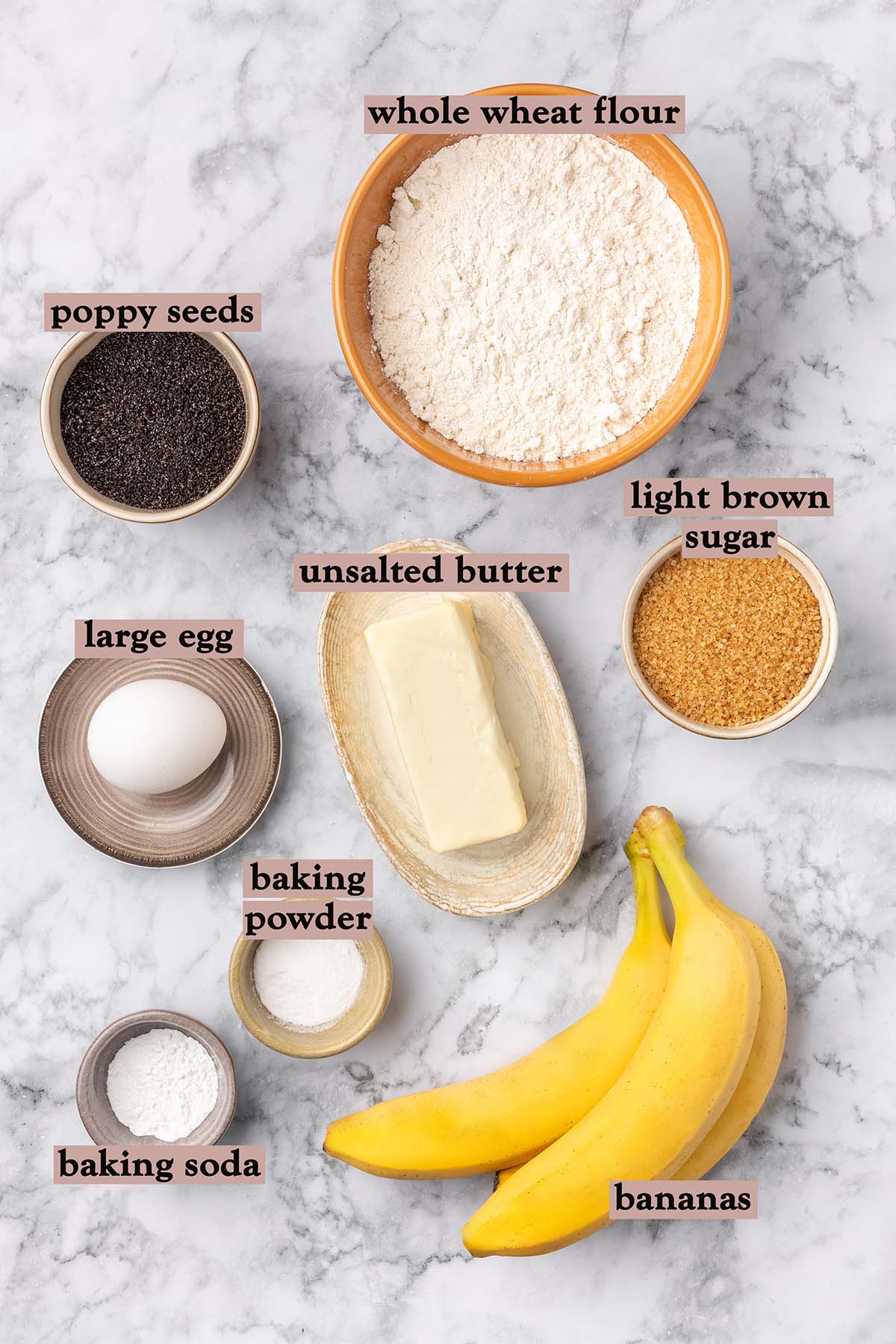 Ingredients for Banana Poppy Seed Muffins