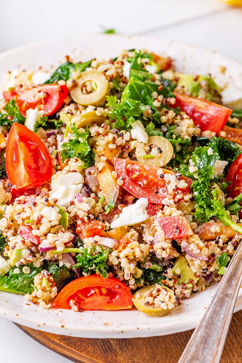 Plate with Mediterranean Salad with Quinoa