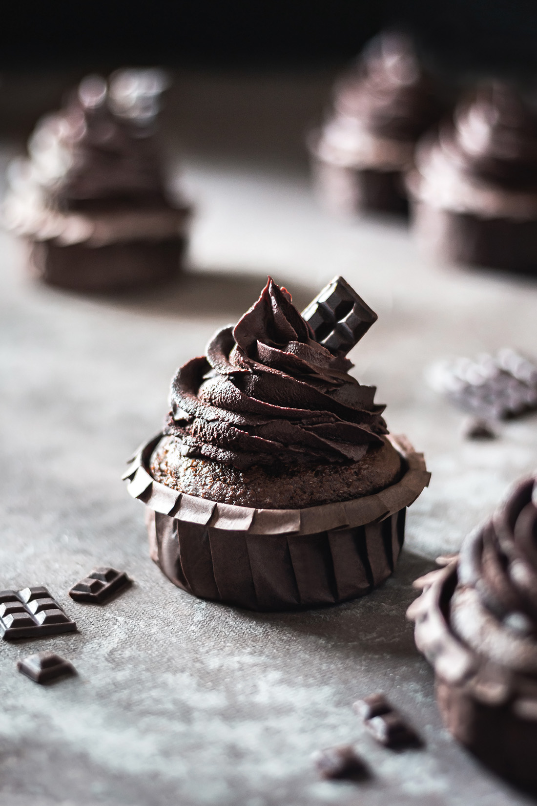 Chocolate Cupcakes with Blackcurrant Ganache (Vegan)