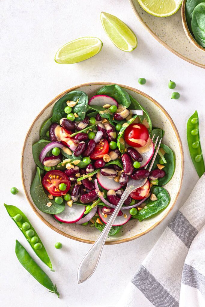 Red Kidney Bean Salad with Spicy Peanut Butter Dressing