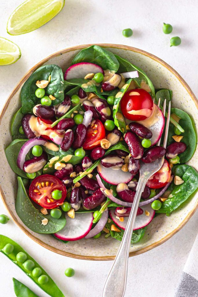 Red Kidney Bean Salad with Spicy Peanut Butter Dressing