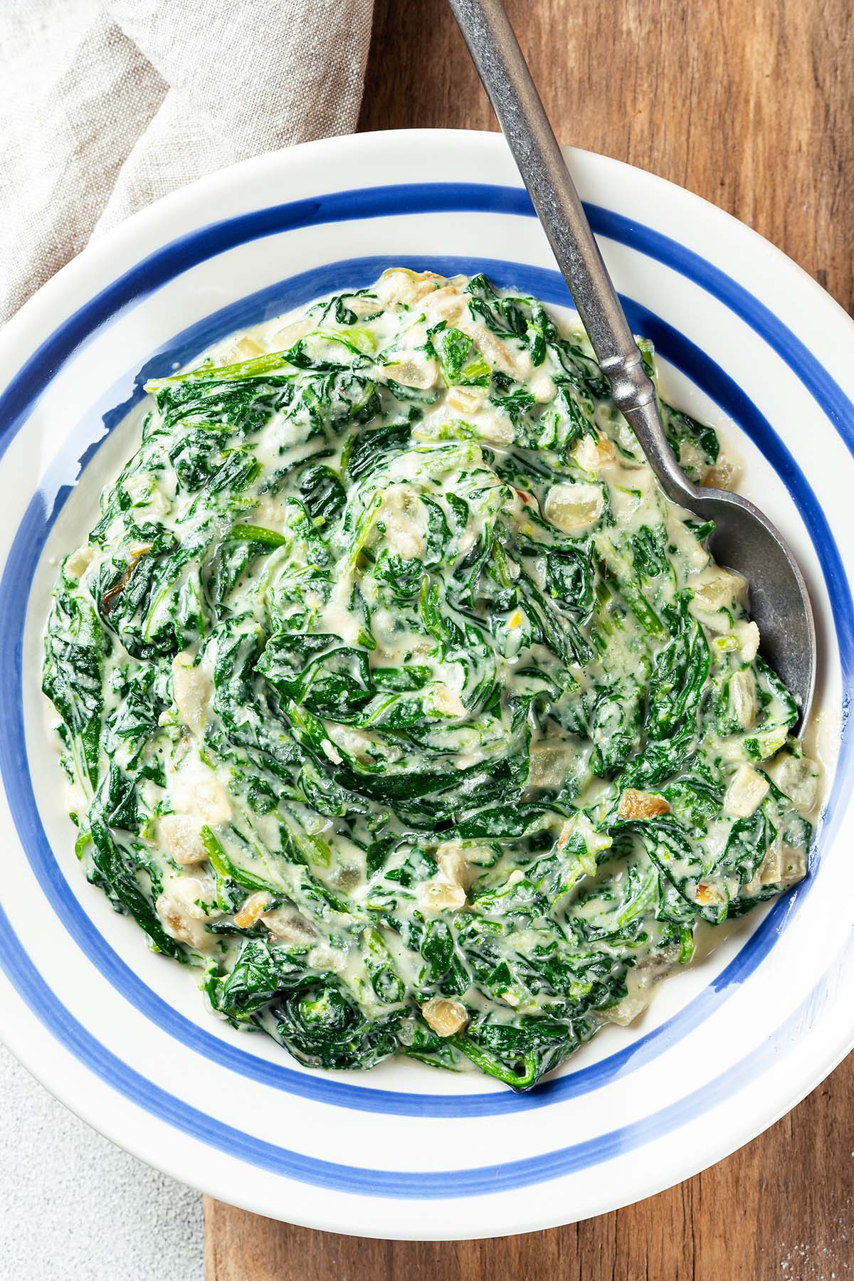 Vegan Creamed Spinach in a serving plate