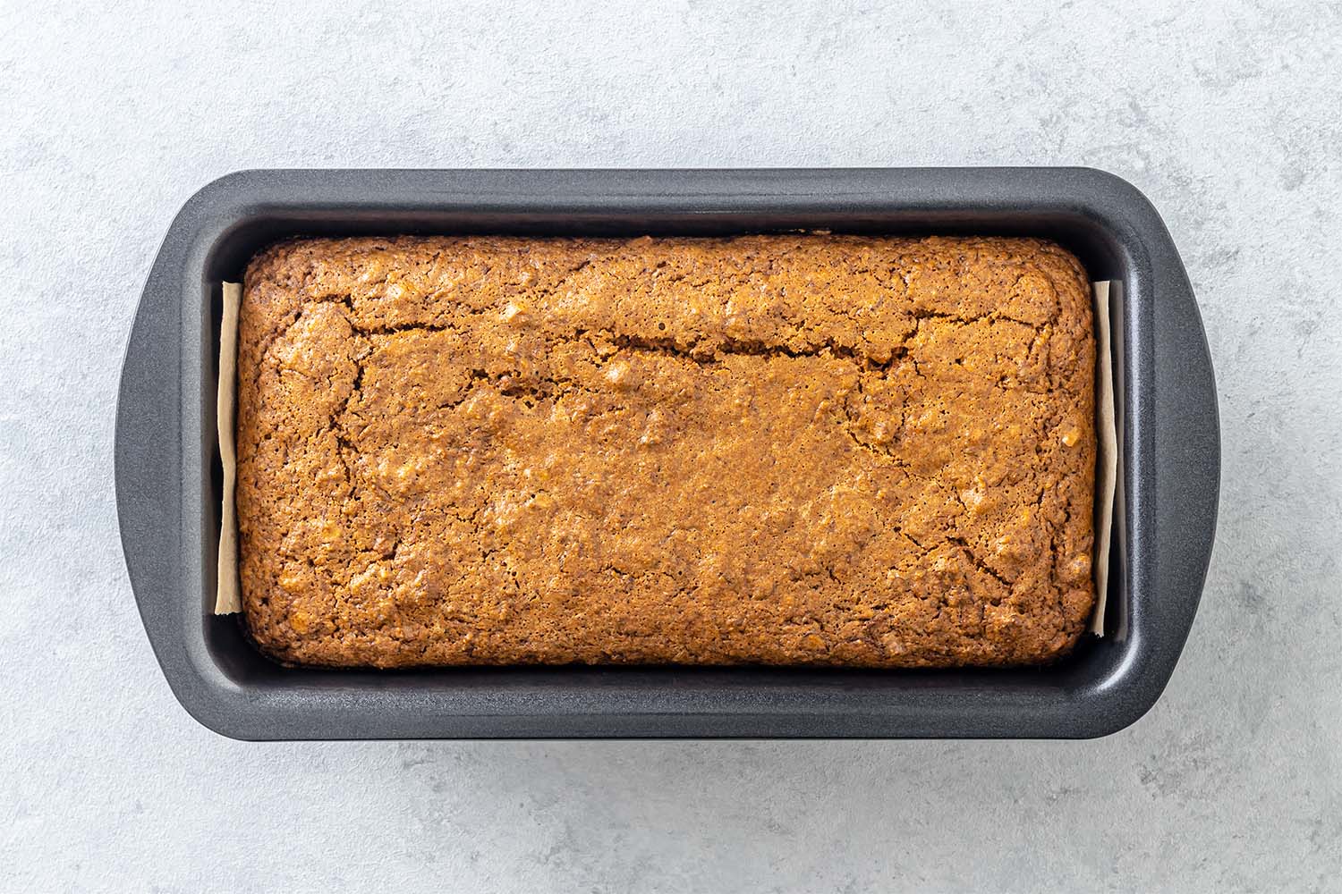 Baked carrot cake in a loaf pan