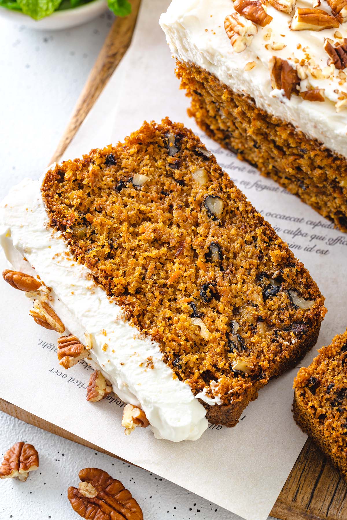slice of moist and fluffy carrot cake