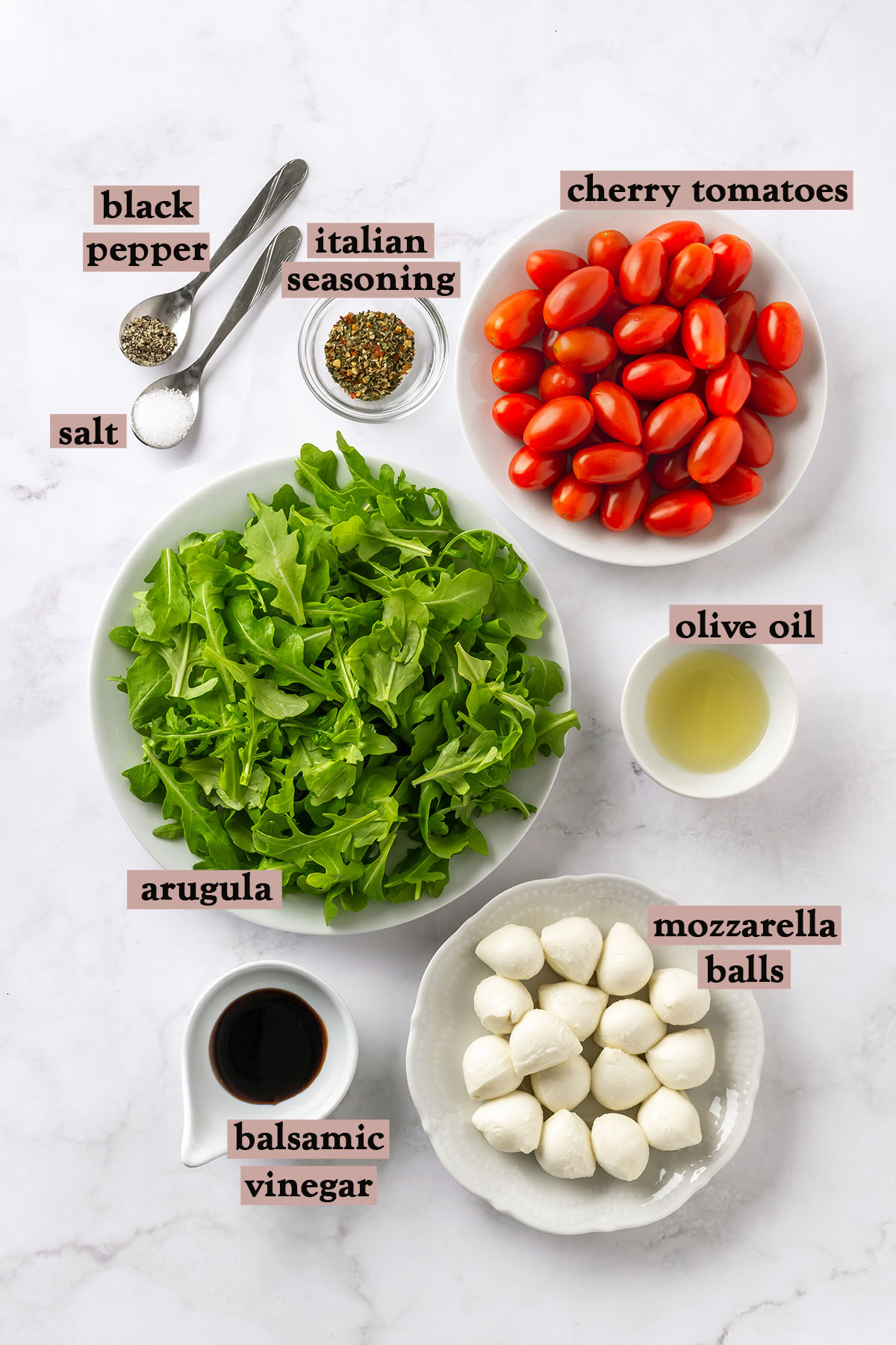 Ingredients for Arugula Caprese Salad
