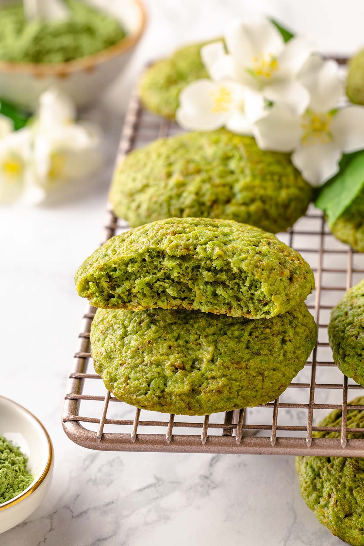 Moringa cookies on a wire rack