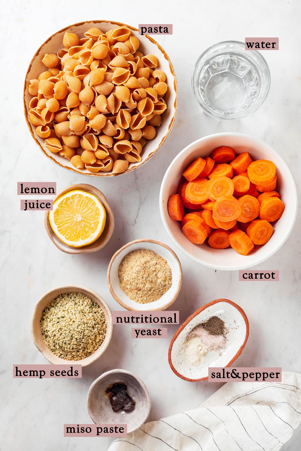 Ingredients for vegan mac and cheese