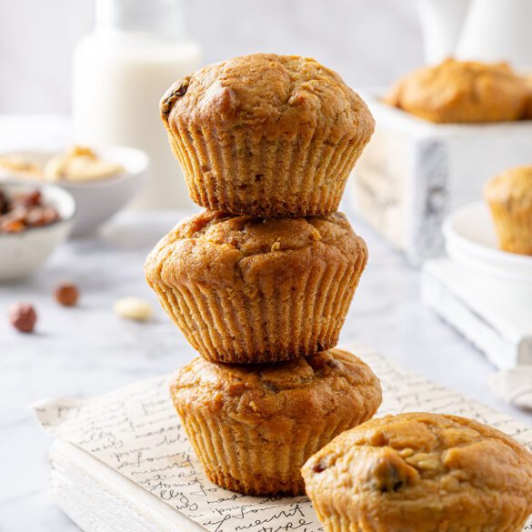 Stack of Vegan Zucchini Muffins